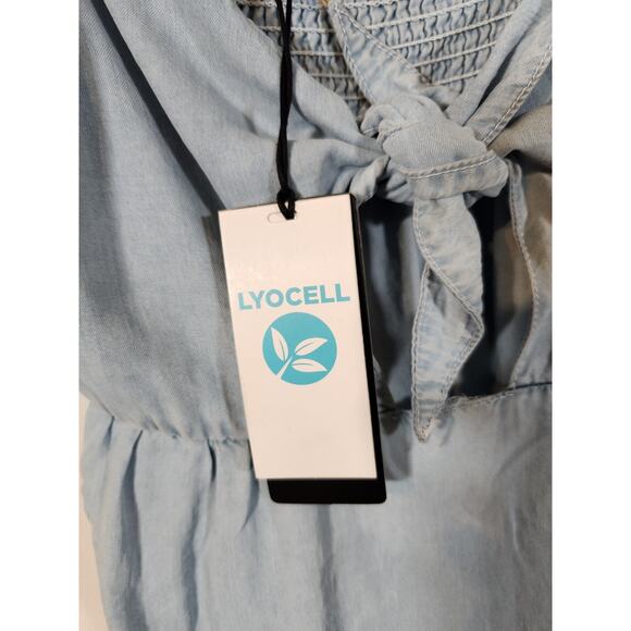 NEW $68 Large Silver Jeans Co. Light Blue Lyocell Denim Knot Front Stretch Dress - Picture 6 of 13